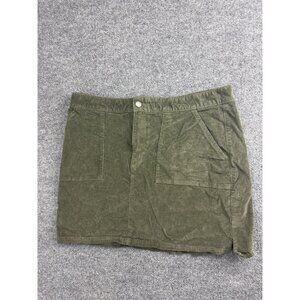 Mountain Khakis Corduroy Skirt Women's Large Green Short Mini Pockets Stretch